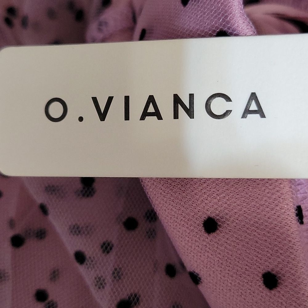 O. VIANCA Georgette Black Polka Dots on Pink‎ Maxi Skirt Small - Picture 8 of 9